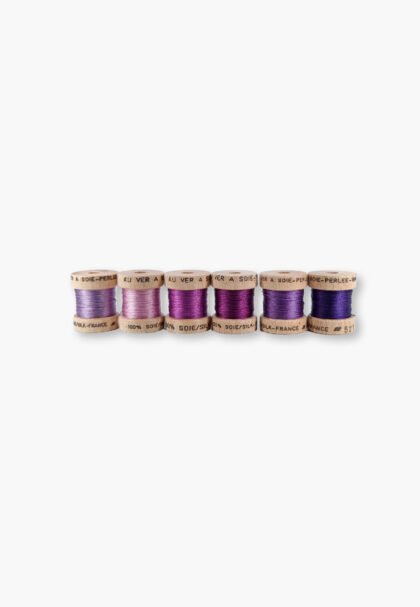 Set of 6 Au Ver à Soie Perlée Violet – 100% Silk – 16m Spool