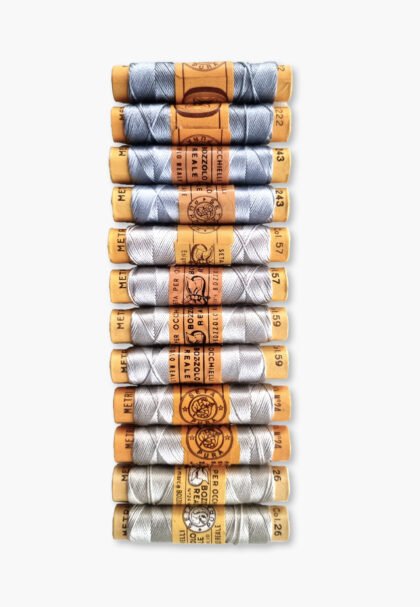 Bozzolo Reale & Tre Stelle – Silk Thread – Banker’s Grey Set – 12 Spools