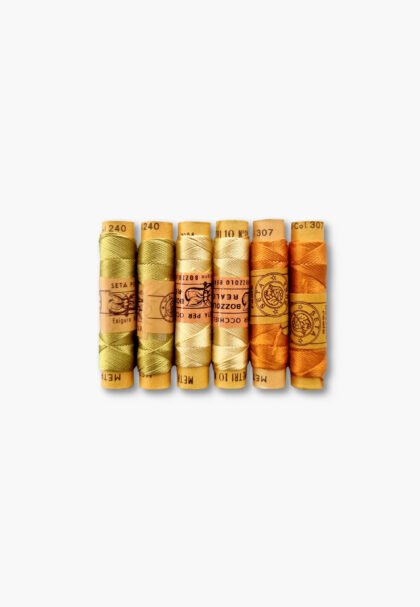 Bozzolo Reale & Tre Stelle – Vintage Silk Thread – Size 24 – 6 Citrus Shades Spools