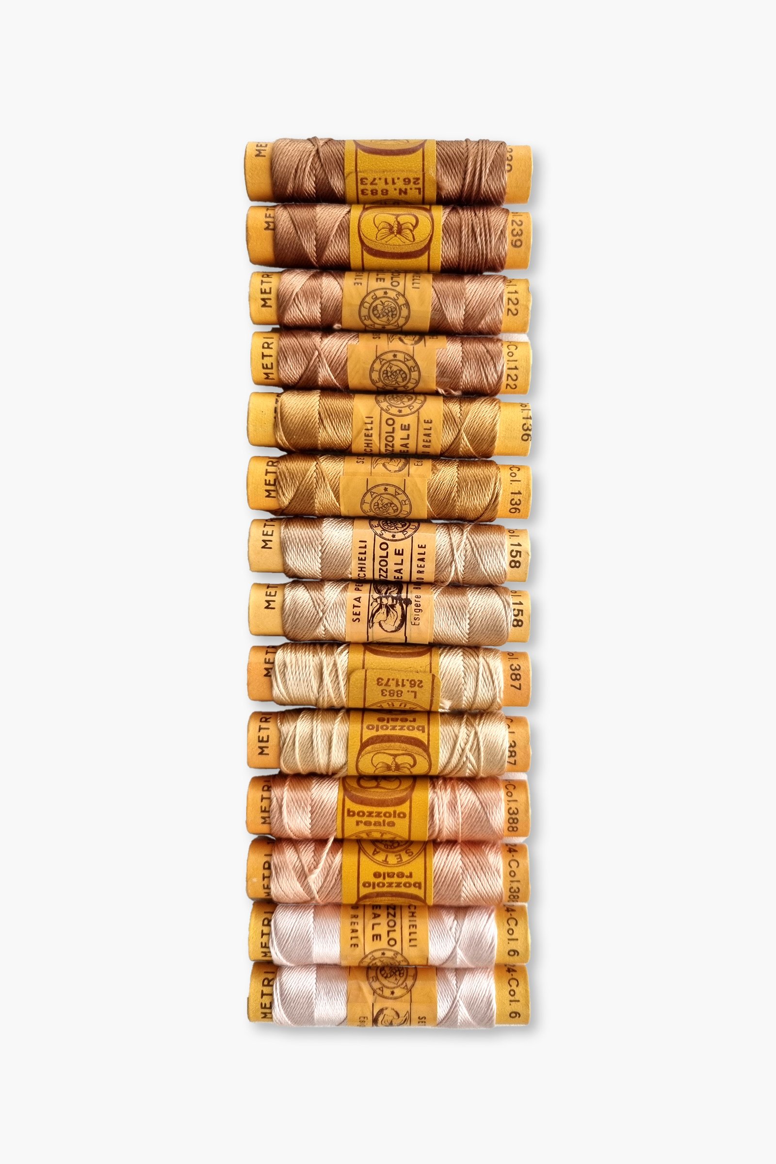Bozzolo Reale & Tre Stelle – Silk Thread – Nude Hazelnut Set – 14 Spools