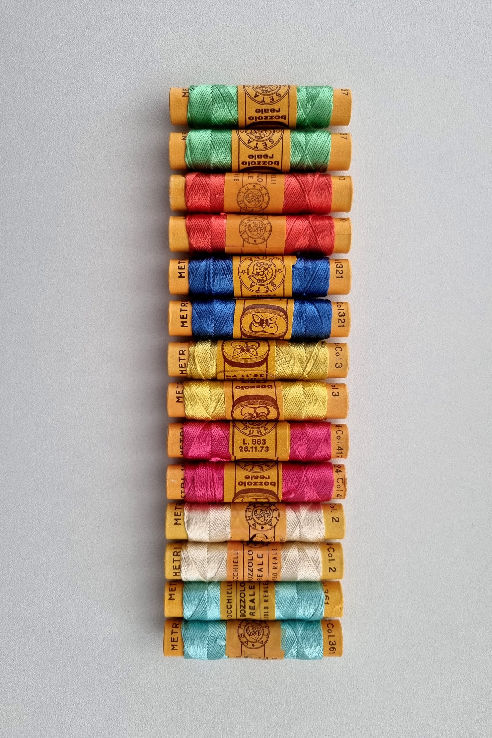 Bozzolo Reale & Tre Stelle – Vintage Silk Thread – Size 24 – 14 Summer Shades Spools - Image 12