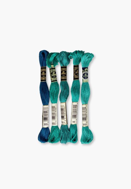 DMC Mouliné Spécial 117 – Teal Horizont Set – 5 Skeins – Vintage