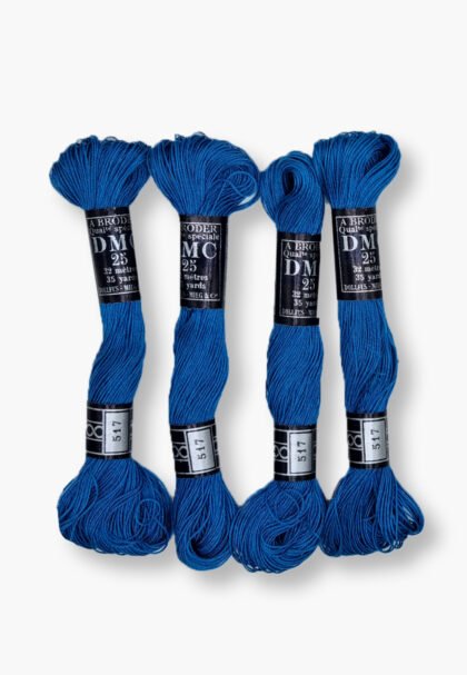 DMC À Broder 25 - Colour 517 – 4 Vintage Skeins – Dollfus Mieg & Cie