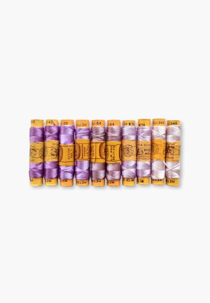 Bozzolo Reale & Tre Stelle – Vintage Silk Thread – Size 24 – 10 Violette Shades Spools