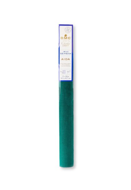 DMC – Dunkelgrüner Weihnachts-Aida-Stoff – 14 Count (5,5 Punkte/cm)